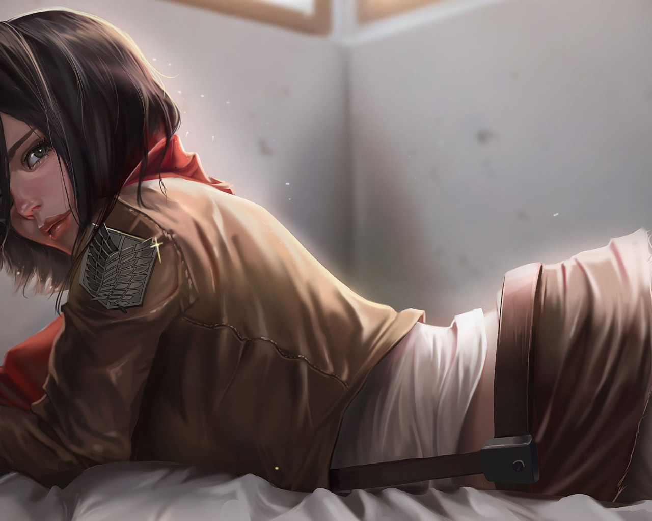 Скачать обои аниме, anime, sasha, атака титанов, микаса, attack on titan,  mikasa, саша, раздел арт в разрешении 1280x1024