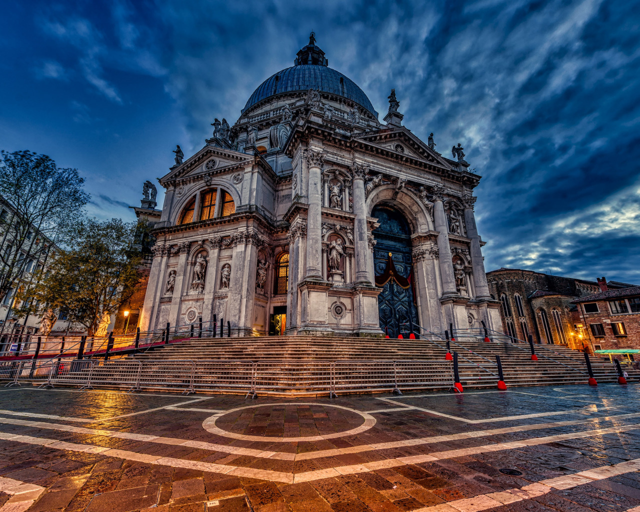 вечер, Италия, Венеция, собор, архитектура, Italy, Venice, Santa Maria della Salute