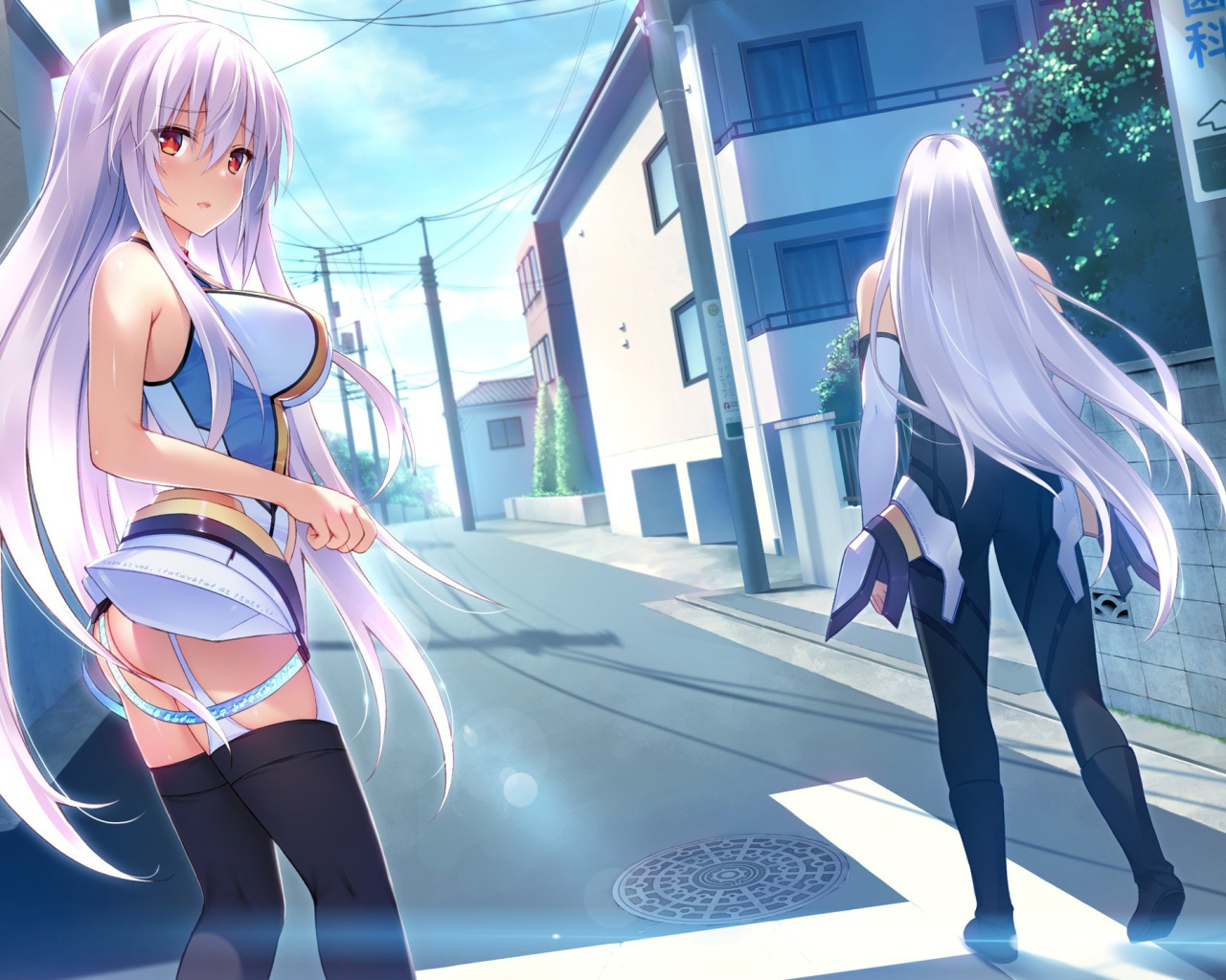 Скачать обои kawaii, girl, bodysuit, big, anime, street, oppai, sugoi, разд...