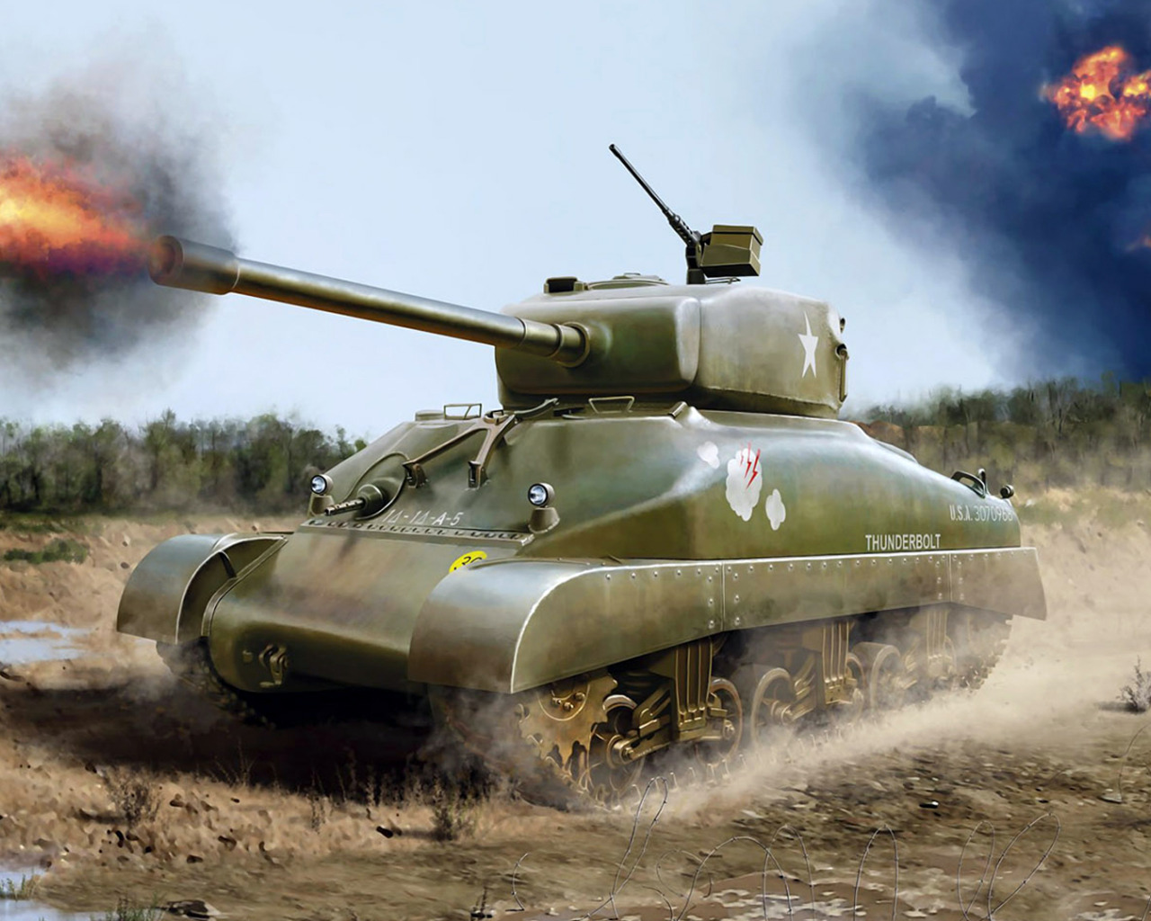 Самый средний танк. M4a1 Sherman with Yellow Stripes. Арт.m10. Арт. M42.