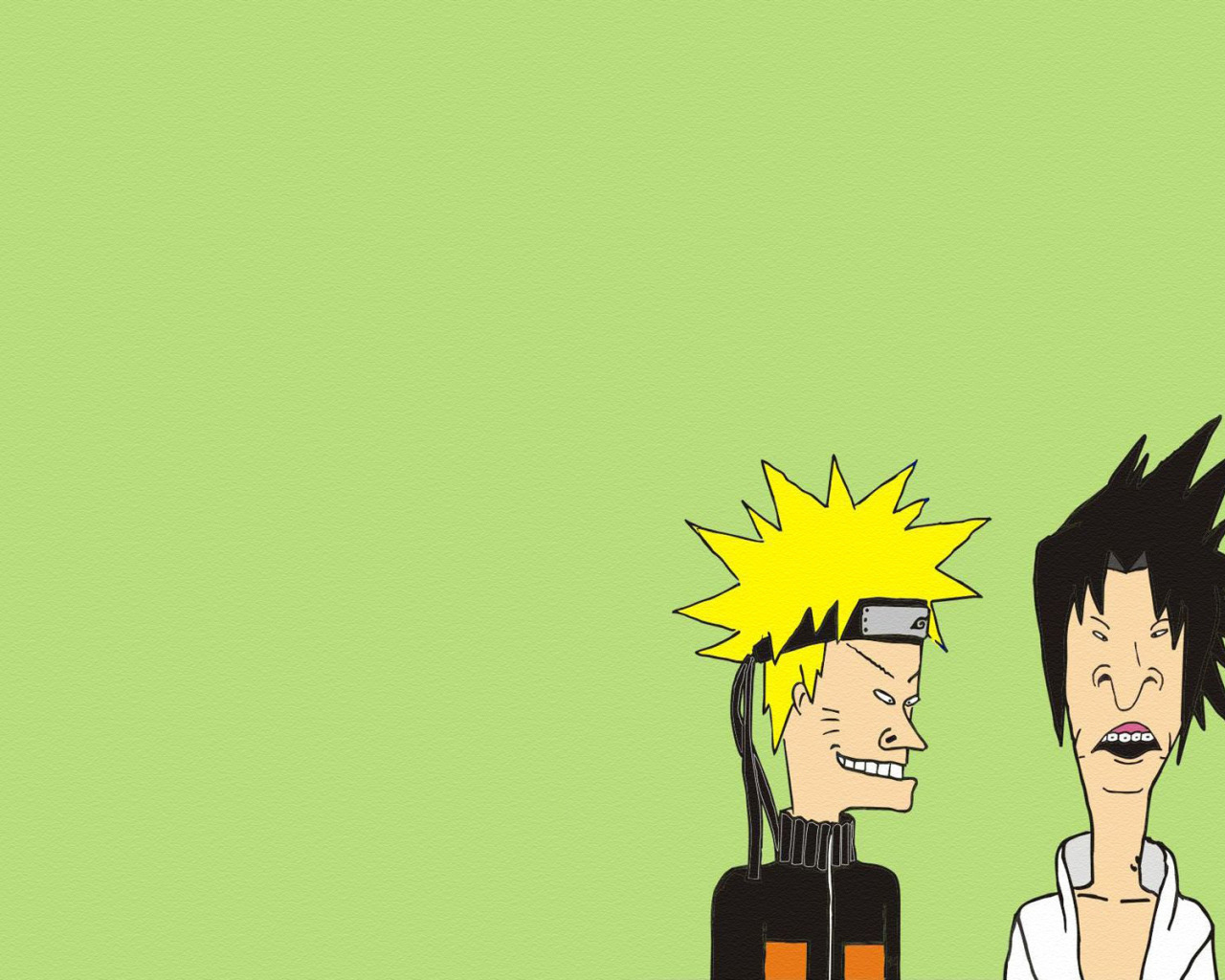 минимализм, чувак, Наруто, Naruto, прикол, зеленый фон, Beavis and Butt-head, Бивис и Баттхед