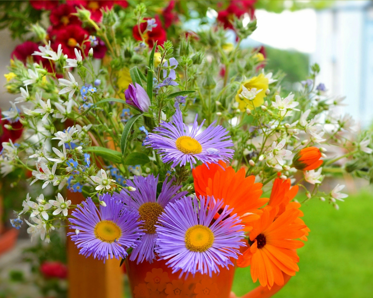 Букеты полевых цветов красивые фото хорошего качества Скачать обои Букет, Bouquet, Фиолетовые цветы, Purple flowers, раздел цветы в ра