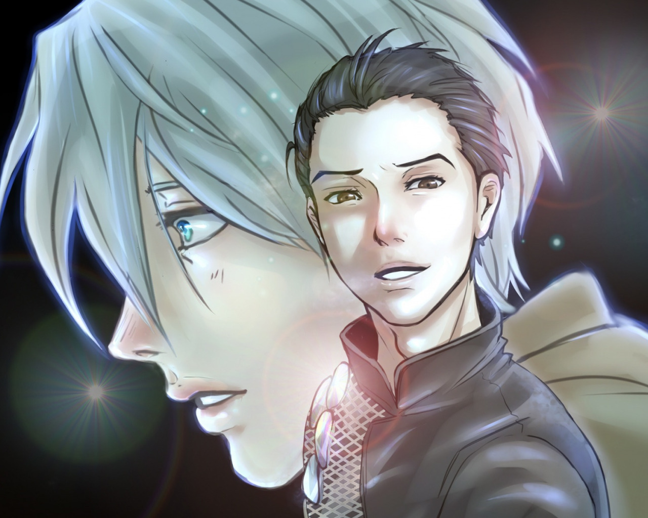 Скачать обои аниме, арт, Yuri on Ice, Юрий на льду, Виктор Никифоров, Victor  Nikiforov, Юри Катсуки, раздел сёдзё в разрешении 1280x1024