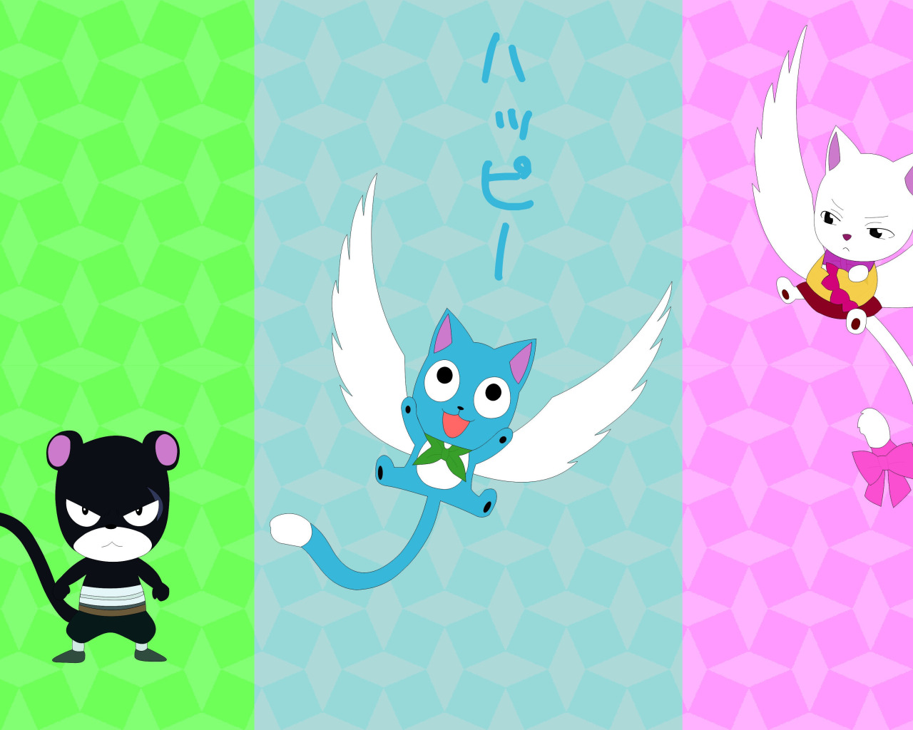 Скачать обои green, kawaii, game, flying, neko, blue, pink, anime, раздел  сёнэн в разрешении 1280x1024