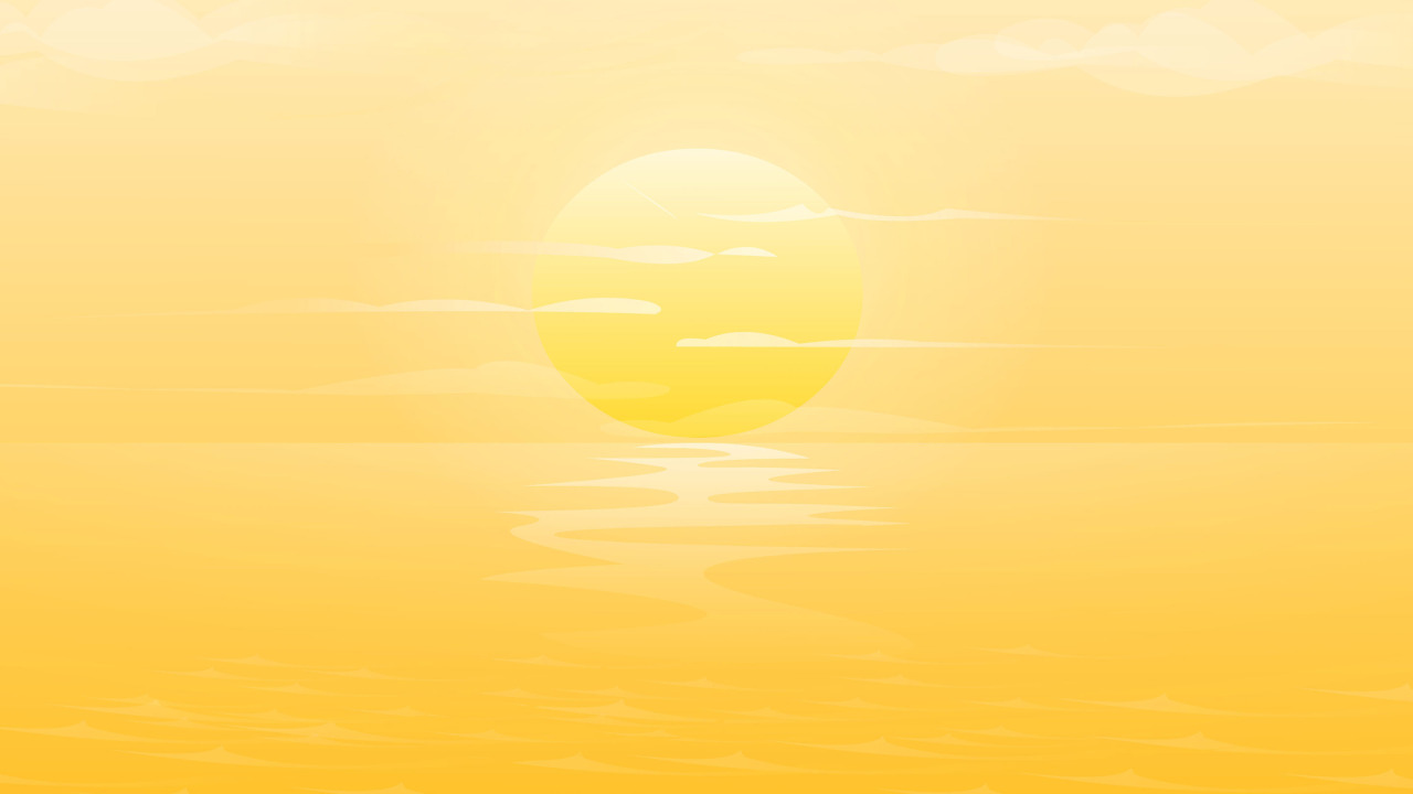 ocean, yellow, sunset, clouds