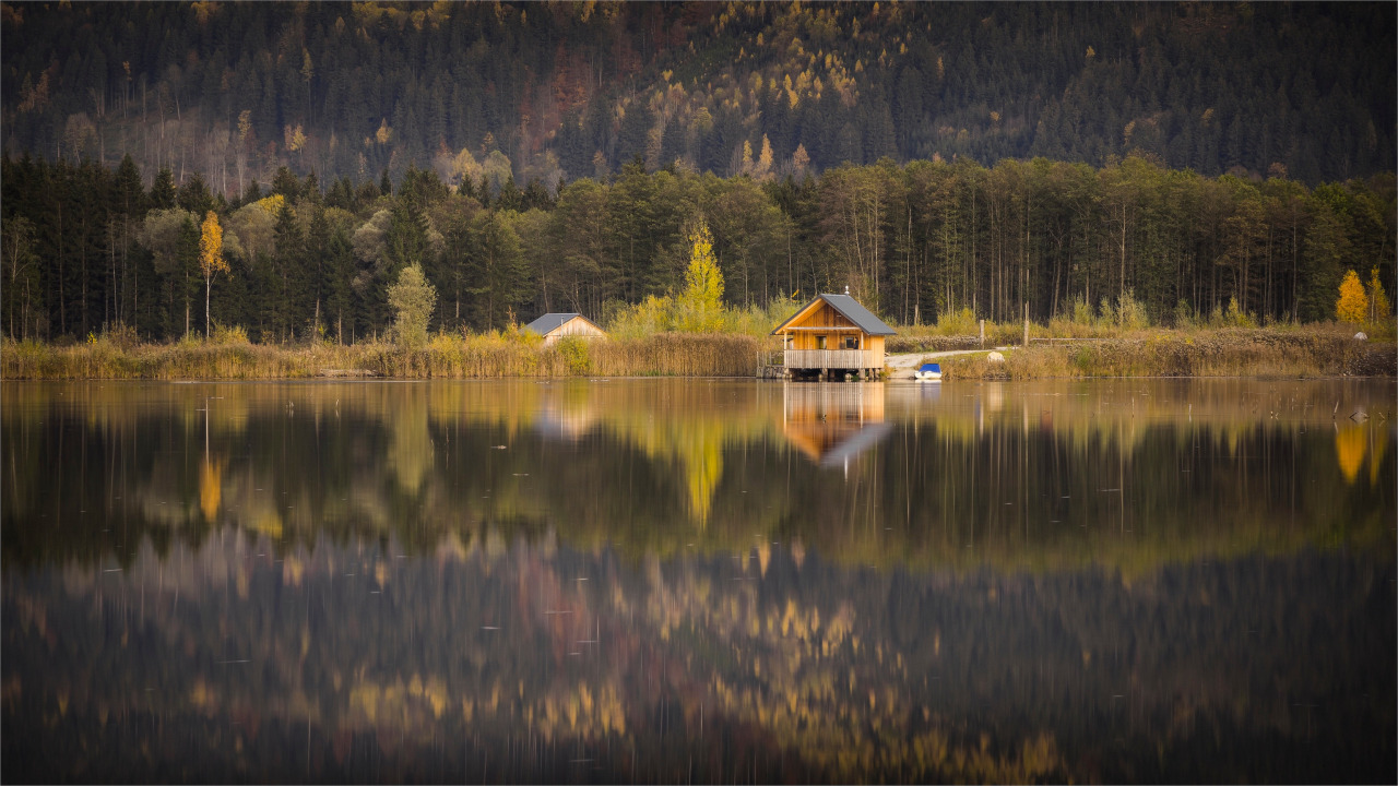 осень, лес, вода, горы, природа, уют, озеро, отражение