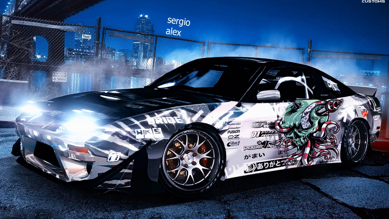 Скачать обои City, Nissan, Car, japan, Street, photoshop, 240sx, Stance,  раздел nissan в разрешении 1280x720