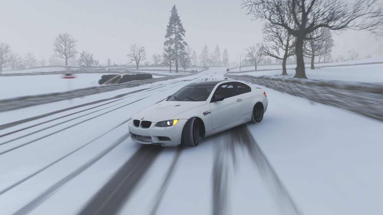 Скачать обои bmw, white, drift, road, winter, snow, e92, horizon, раздел  игры в разрешении 1280x720