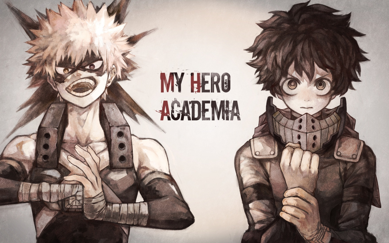 Скачать обои парни, My Hero Academia, Boku No Hero Academia, Моя Геройская  Академия, Бакуго Катсуки, Изуку Мидория, раздел сёнэн в разрешении 1280x800