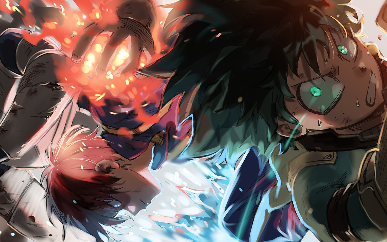 Скачать обои Boku no Hero Academia, Todoroki Shouto, Midoriya Izuku, Iida  Tenya, раздел сёнэн в разрешении 1280x800