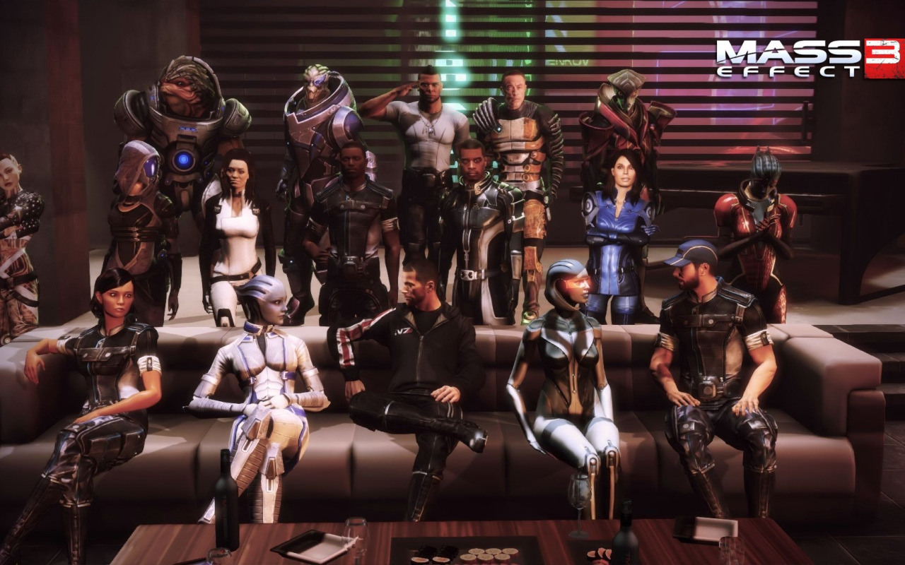 Длс временами. Вечеринка Шепарда Mass Effect 3. Шепард и команда масс эффект 2. Команда Шепарда в Mass Effect 1. Масс эффект 3 ДЛС Цитадель.