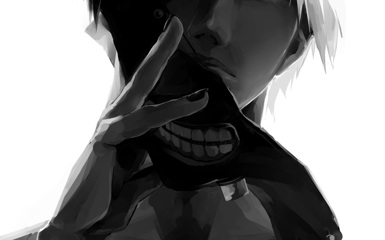 Скачать обои аниме, маска, арт, парень, монохромное, токийский гуль, tokyo  ghoul, kaneki ken, раздел сэйнэн в разрешении 1280x800