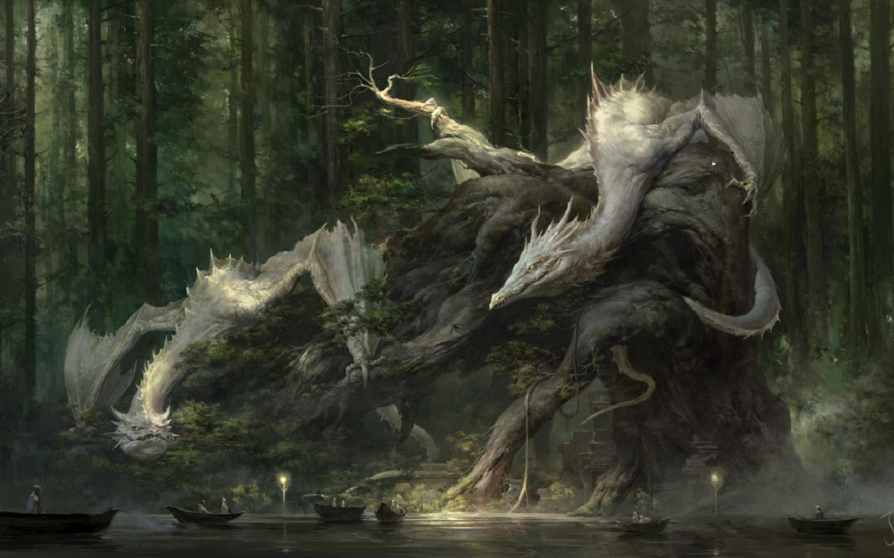 Крылатый лес. Лесной дракон ДНД. Цифровой художник Ken Barthelmey. Сказочные существа.
