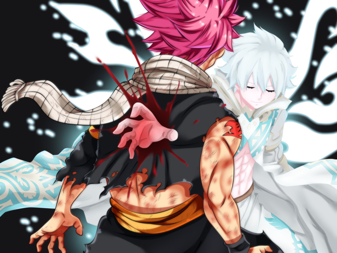 Скачать обои blood, fight, dragon, God, Fairy Tail, Natsu, dragon slayer,  mahou, раздел сёнэн в разрешении 1280x960