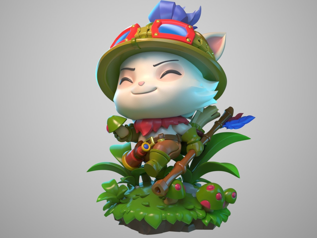 Скачать обои фентези, игра, арт, фигурка, Riot Games, DragonFly Studio,  Teemo figure, раздел рендеринг в разрешении 1280x960