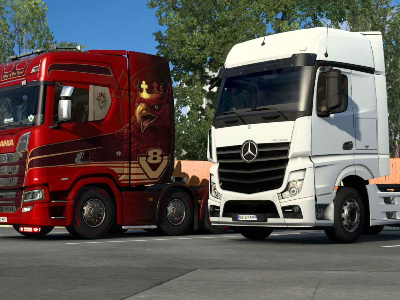 Скачать обои Машина, Mercedes, Mercedes - Benz, Truck, Scania, Тягач,  FullHD, Euro Truck Simulator 2, раздел игры в разрешении 1280x960