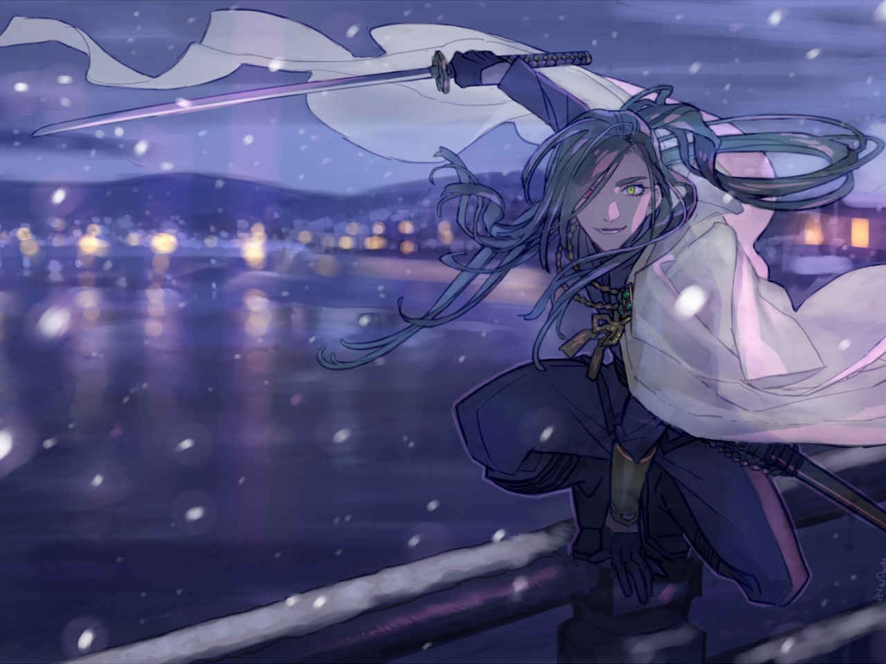 Скачать обои мост, <b>меч</b>, парень, Touken ranbu, <b>Танец</b> <b>Мечей</b>, раздел сёнэн в р...