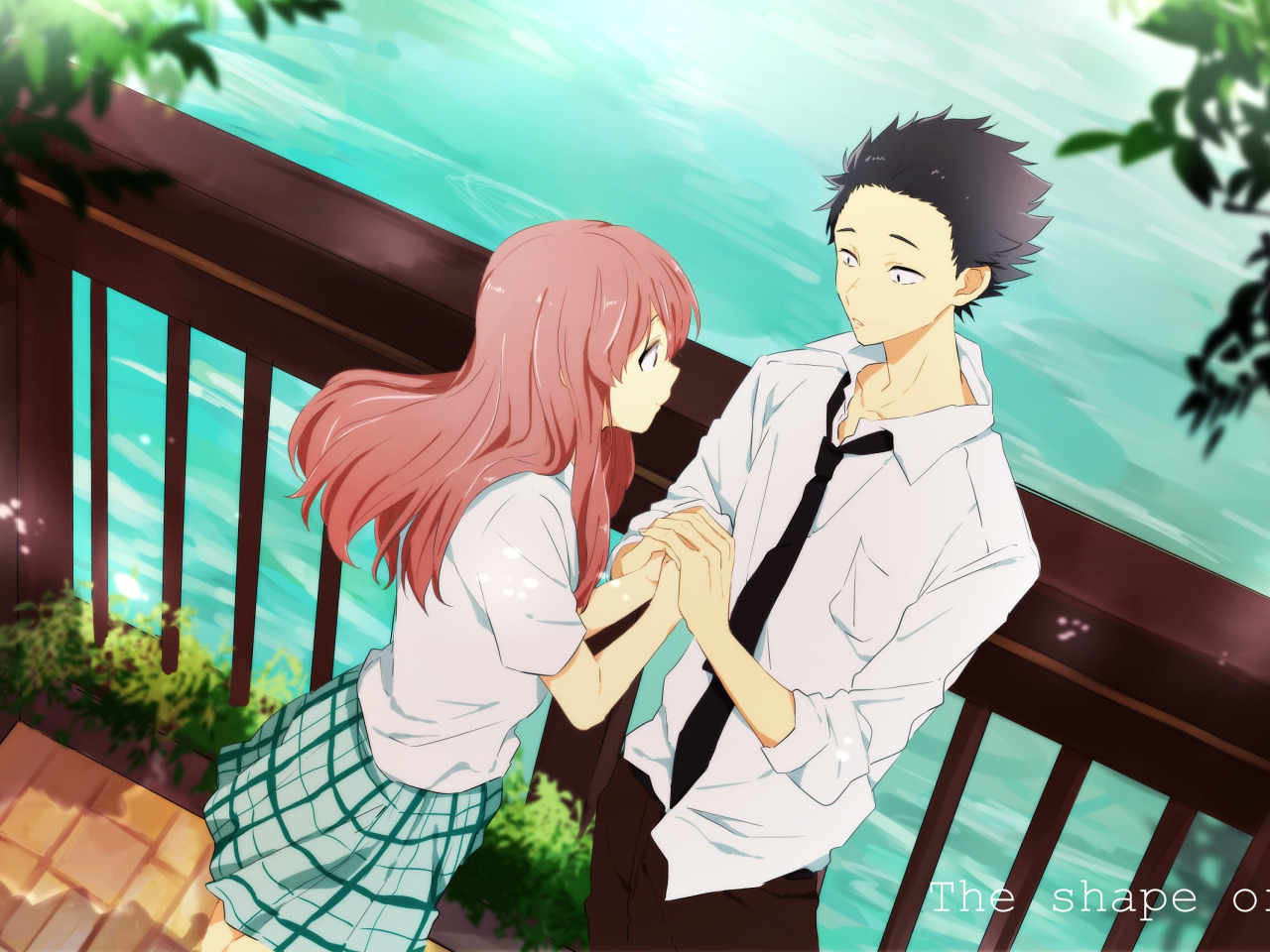 Скачать обои романтика, пара, Аниме, двое, 2016, Koe no Katachi, A Silent  Voice, Форма Голоса, раздел сёнэн в разрешении 1280x960