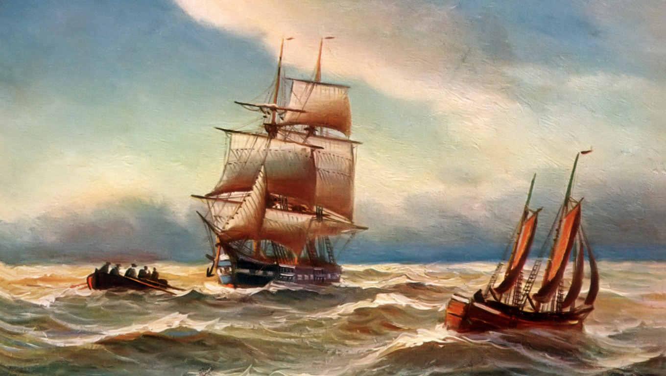 море, волны, небо, пейзаж, шторм, лодка, человек, корабль