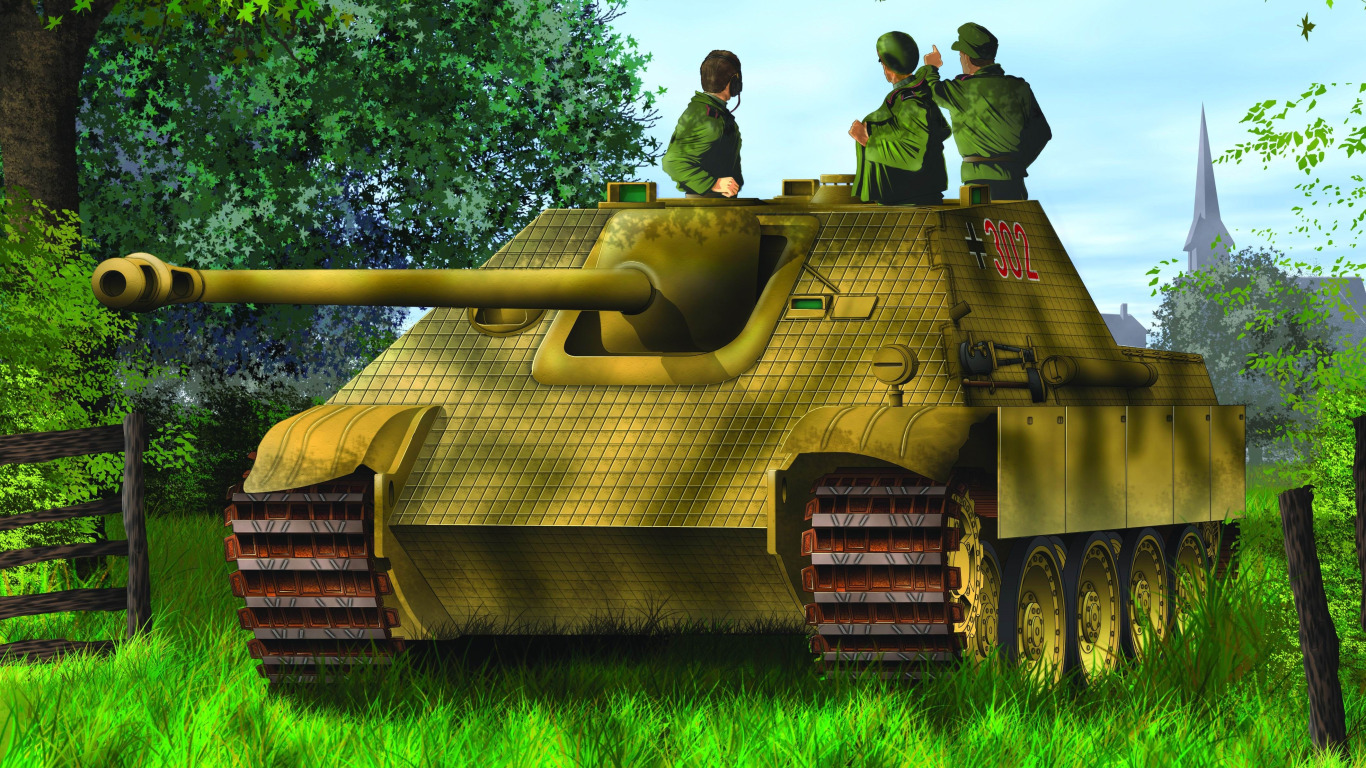 Скачать обои war, art, painting, Jagdpanther, tank, ww2, раздел оружие ...