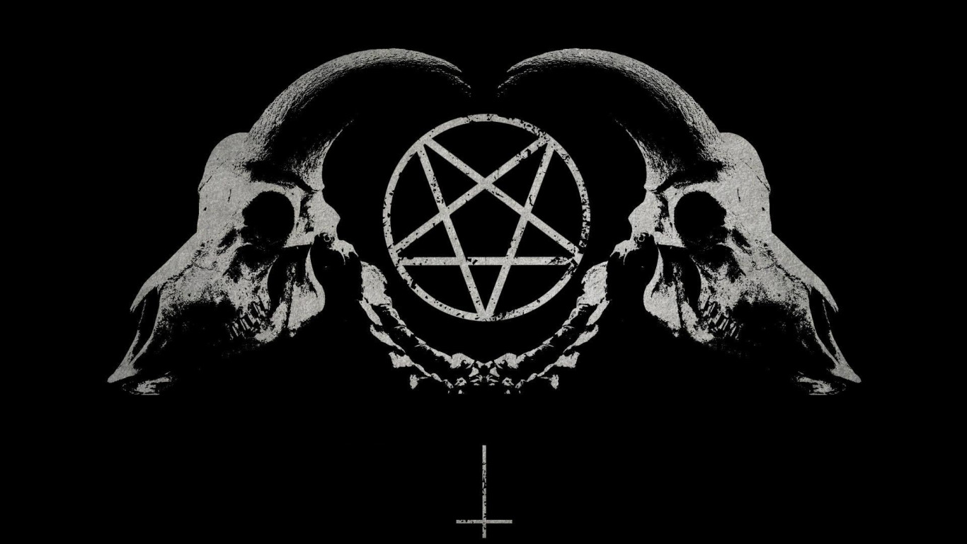 Скачать обои skull, pentagramma, satana, раздел стиль в разрешении 1366x768