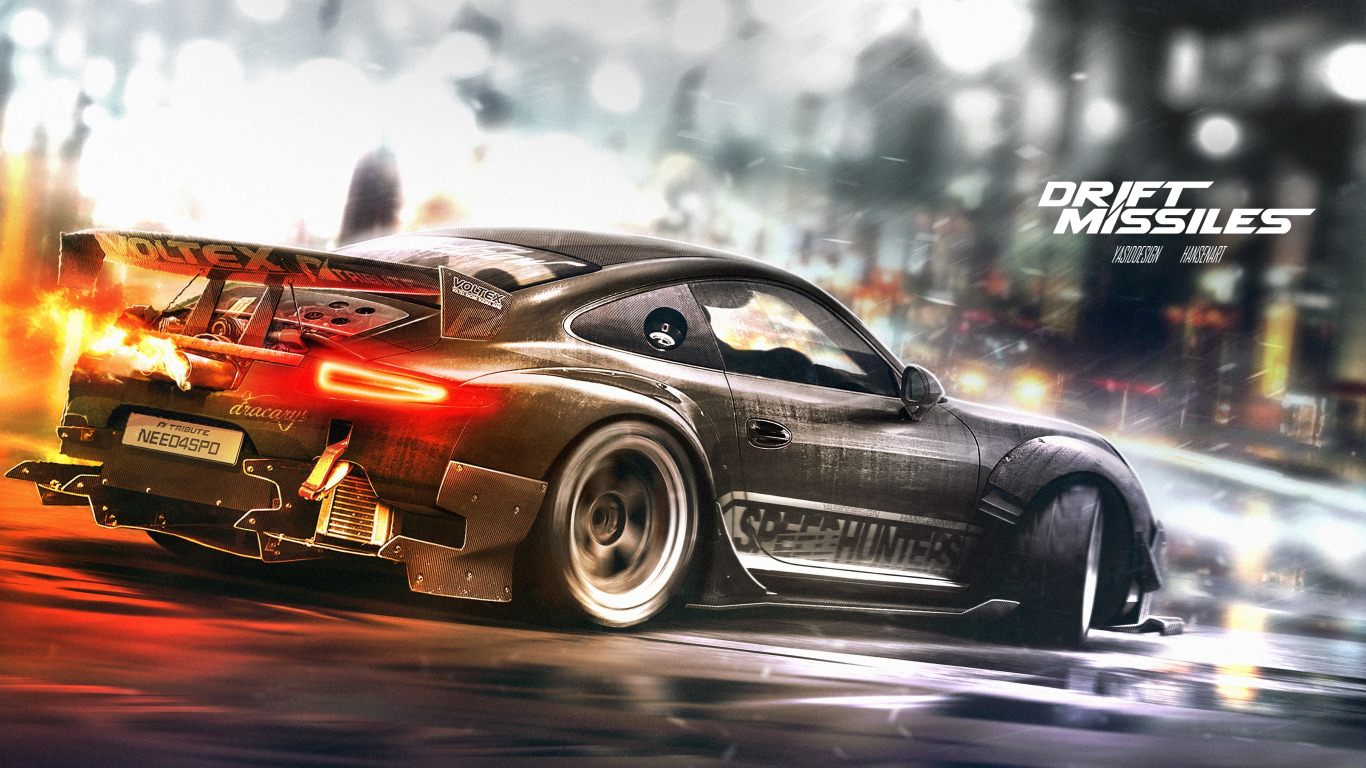 Скачать обои 911, porsche, nfs, speedhunters, tribute, yasiddesign, раздел  porsche в разрешении 1366x768