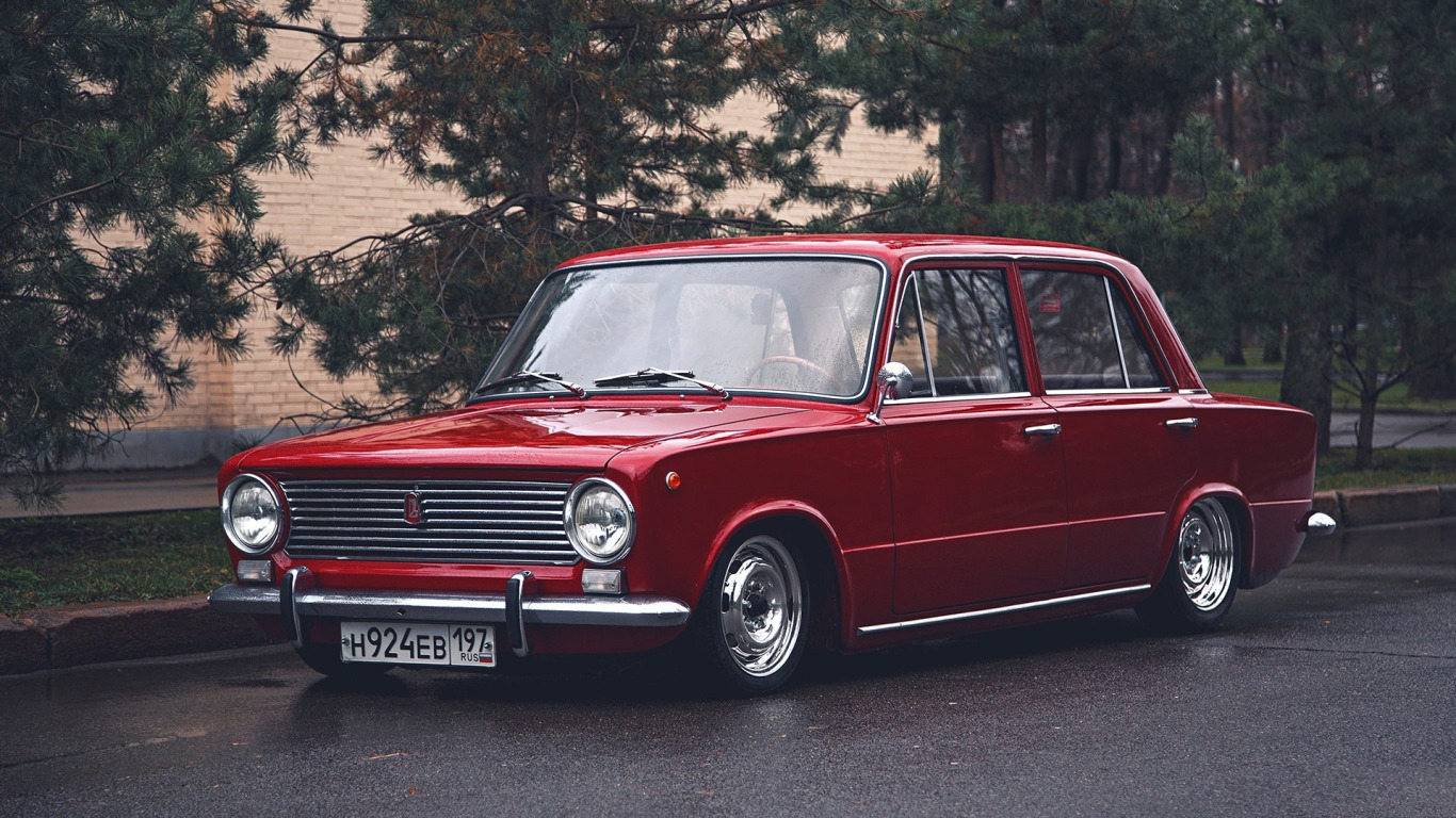 Скачать обои ретро, red, копейка, красная, классика, jdm, tuning, retro,  раздел другие марки в разрешении 1366x768