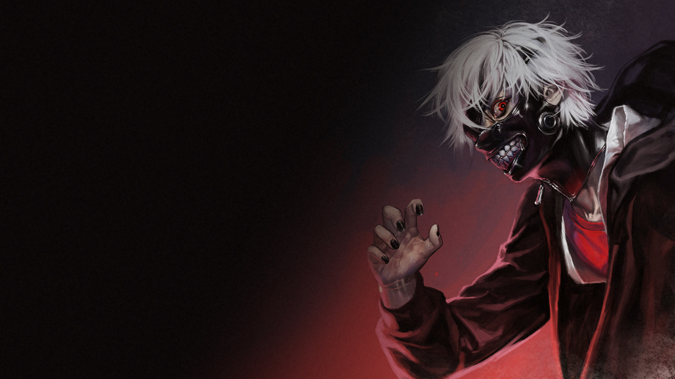 Скачать обои аниме, маска, арт, парень, tokyo ghoul, kaneki ken, раздел  сэйнэн в разрешении 1366x768