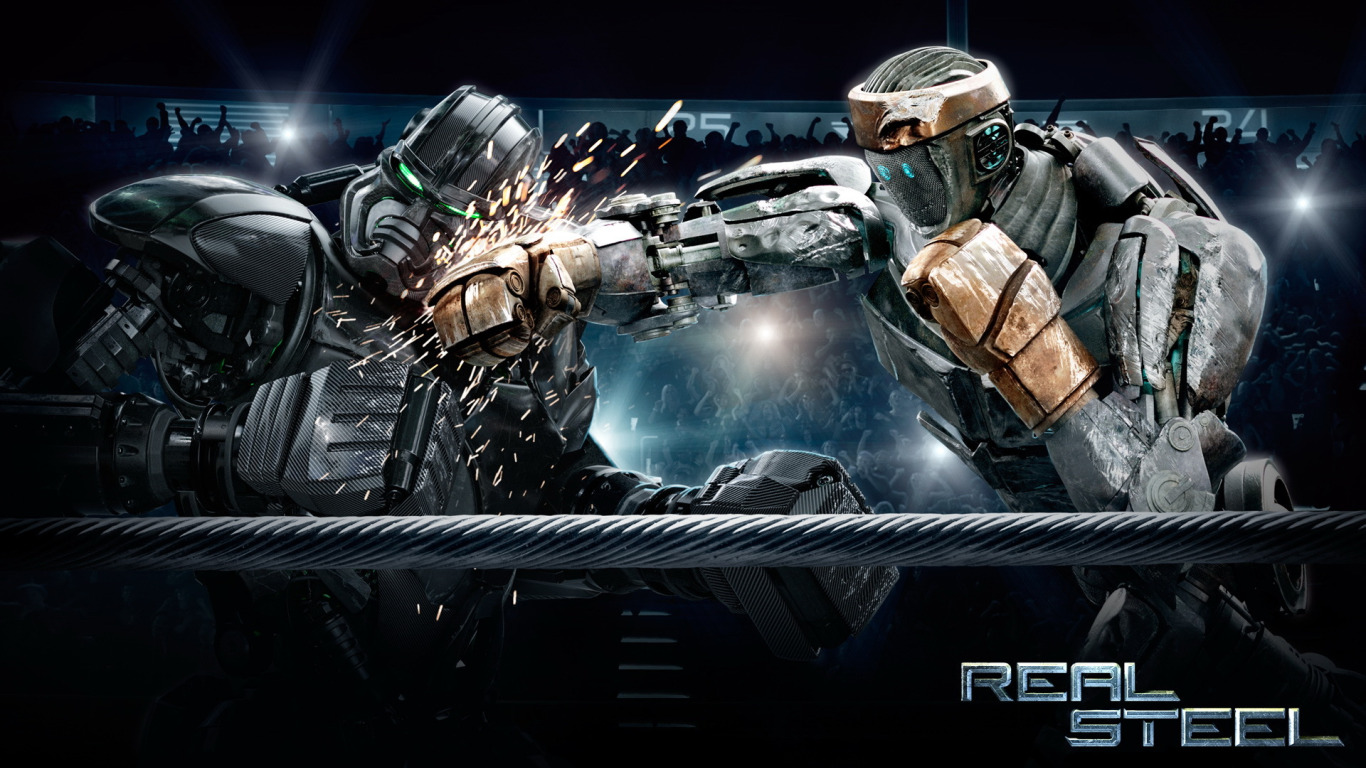 Скачать обои 2011, Real Steel, живая сталь, раздел фильмы в разрешении  1366x768