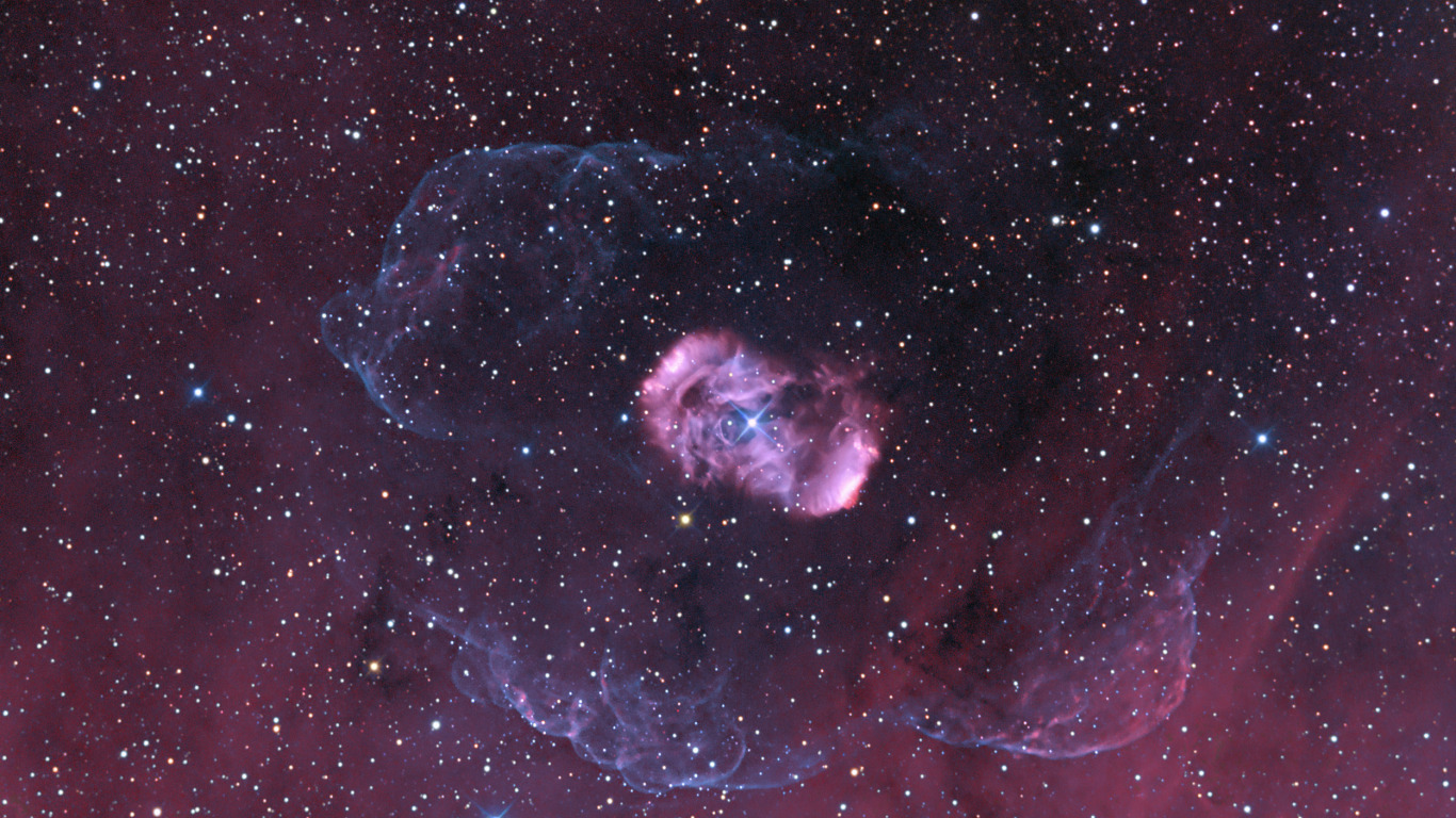 2 звезды в космосе. NGC 6164. Межзвездные туманности. Эмиссионная туманность. Газовые туманности.