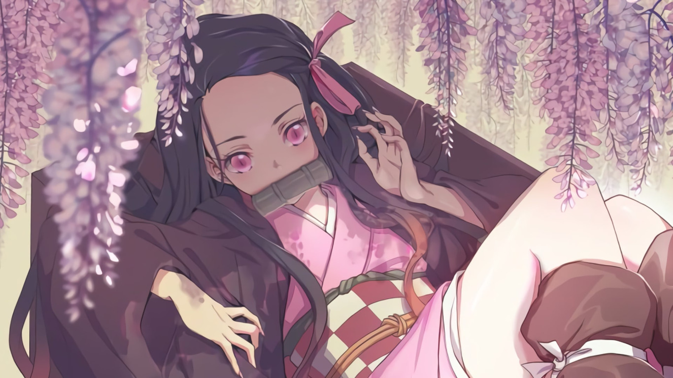 Скачать обои anime girls, anime Wallpapers, nezuko, kimetsu no yaiba,  раздел прочее в разрешении 1366x768