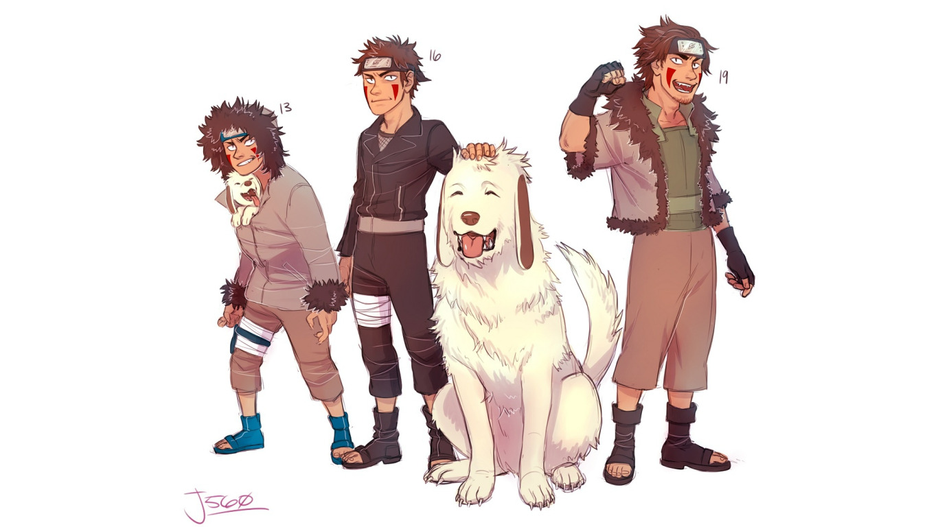 Скачать обои парень, Наруто, Naruto, пёс, Inuzuka Kiba, Инузука Киба,  Акамару, раздел сёнэн в разрешении 1366x768