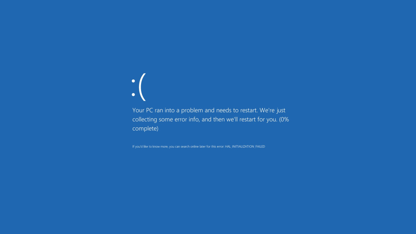 Синий экран not handled. BSOD Windows 10 1920x1080.