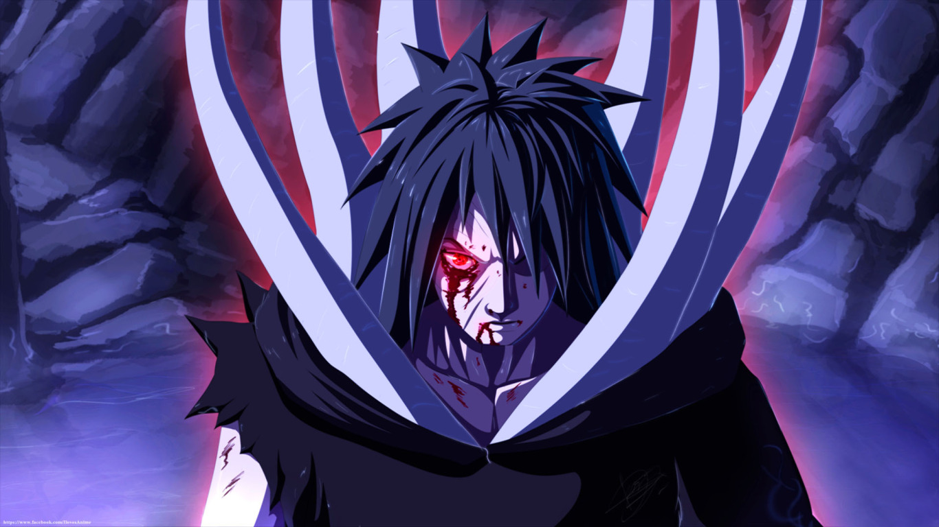 Скачать обои кровь, аниме, арт, наруто, парень, naruto, акацки, uchiha  obito, раздел сэйнэн в разрешении 1366x768