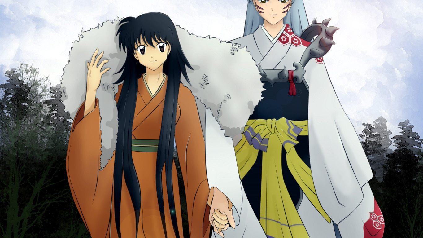 Скачать обои Rin, Inuyasha, Sesshomaru, раздел прочее в разрешении 1366x768