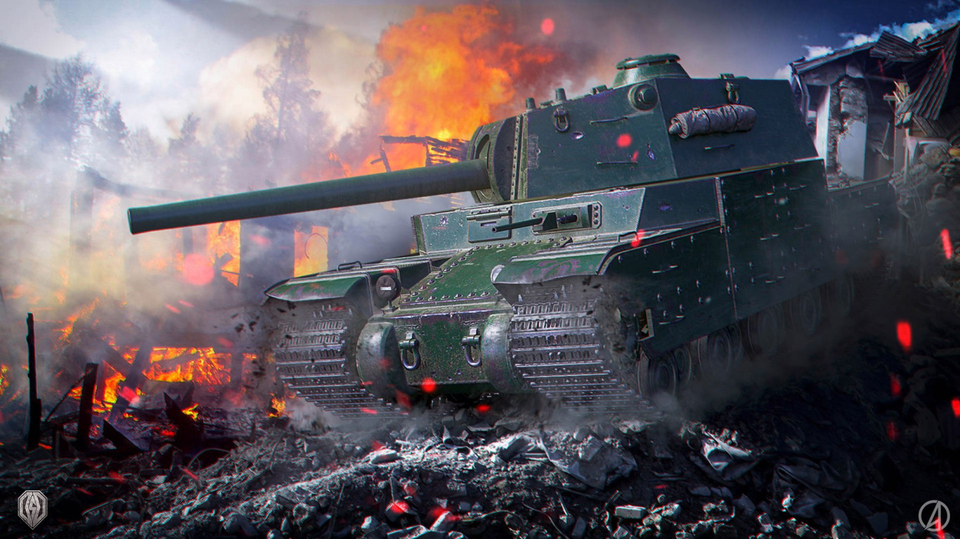 Скачать обои танк, art, world of tanks, wot, tank, Type 5 Heavy, wotart,  anderarts, раздел игры в разрешении 1366x768