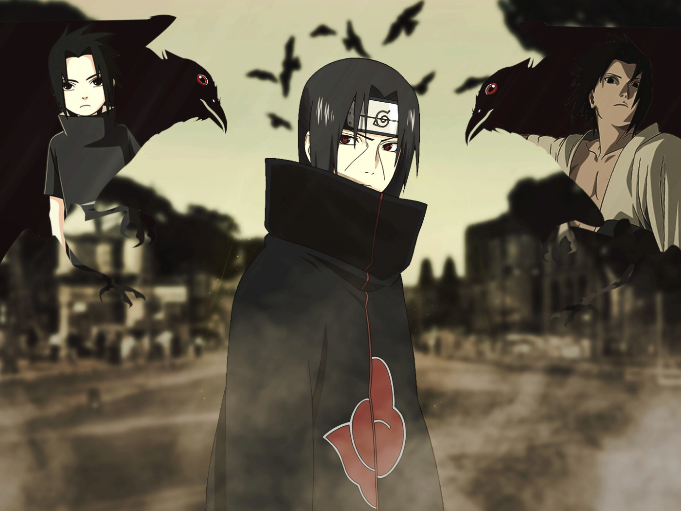 Скачать обои наруто, naruto, саске, sasuke, учиха, итачи, uchiha, itachi,  раздел арт в разрешении 1400x1050