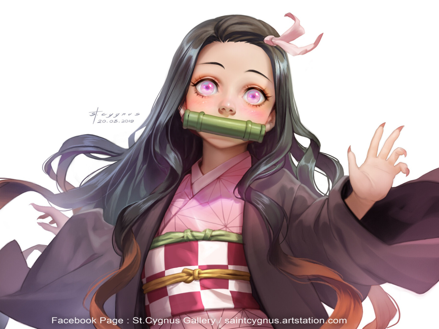 Скачать обои Девушка, Взгляд, Аниме, Арт, Demon Slayer Kimetsu no Yaiba,  раздел сёнэн в разрешении 1400x1050