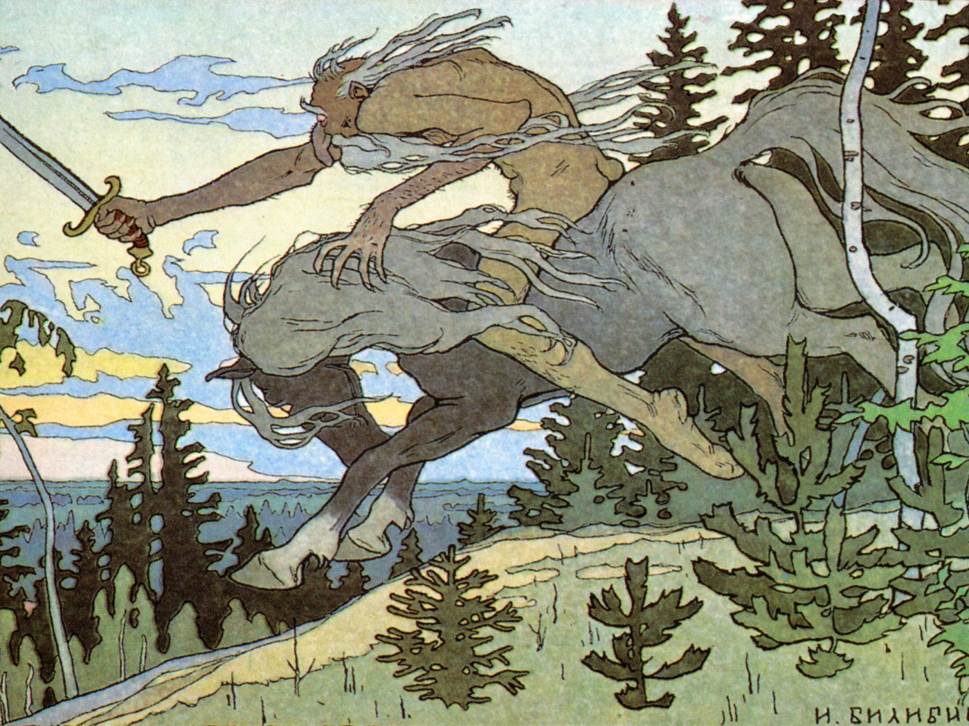 Билибин «Марья Моревна» (1903).. Билибин Кощей.