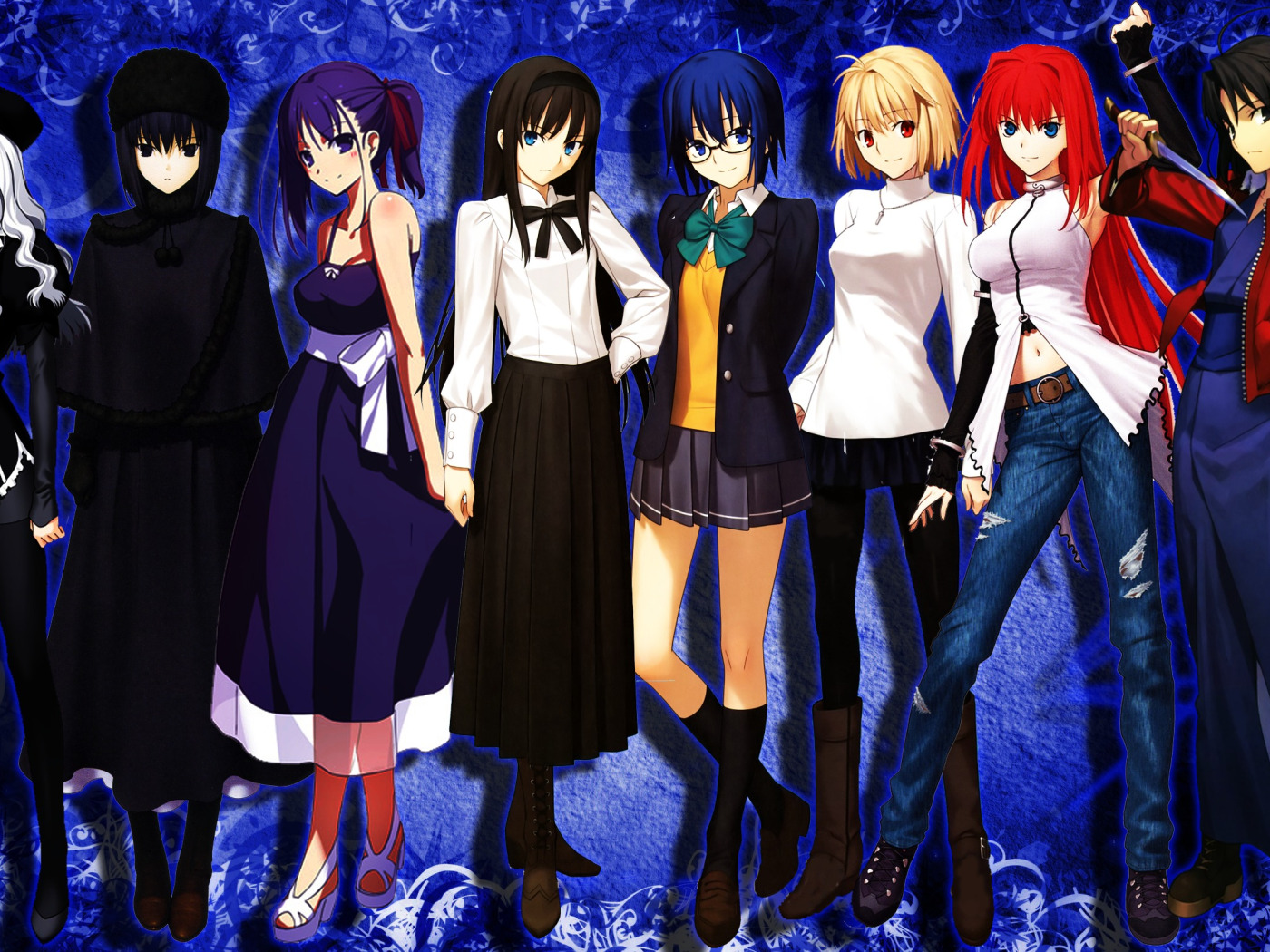 Скачать обои Anime, Fate/Stay Night, Girls, Kara no Kyoukai, Ryougi Shiki,  Type-Moon, Caren Hortensia, Ciel, раздел прочее в разрешении 1400x1050