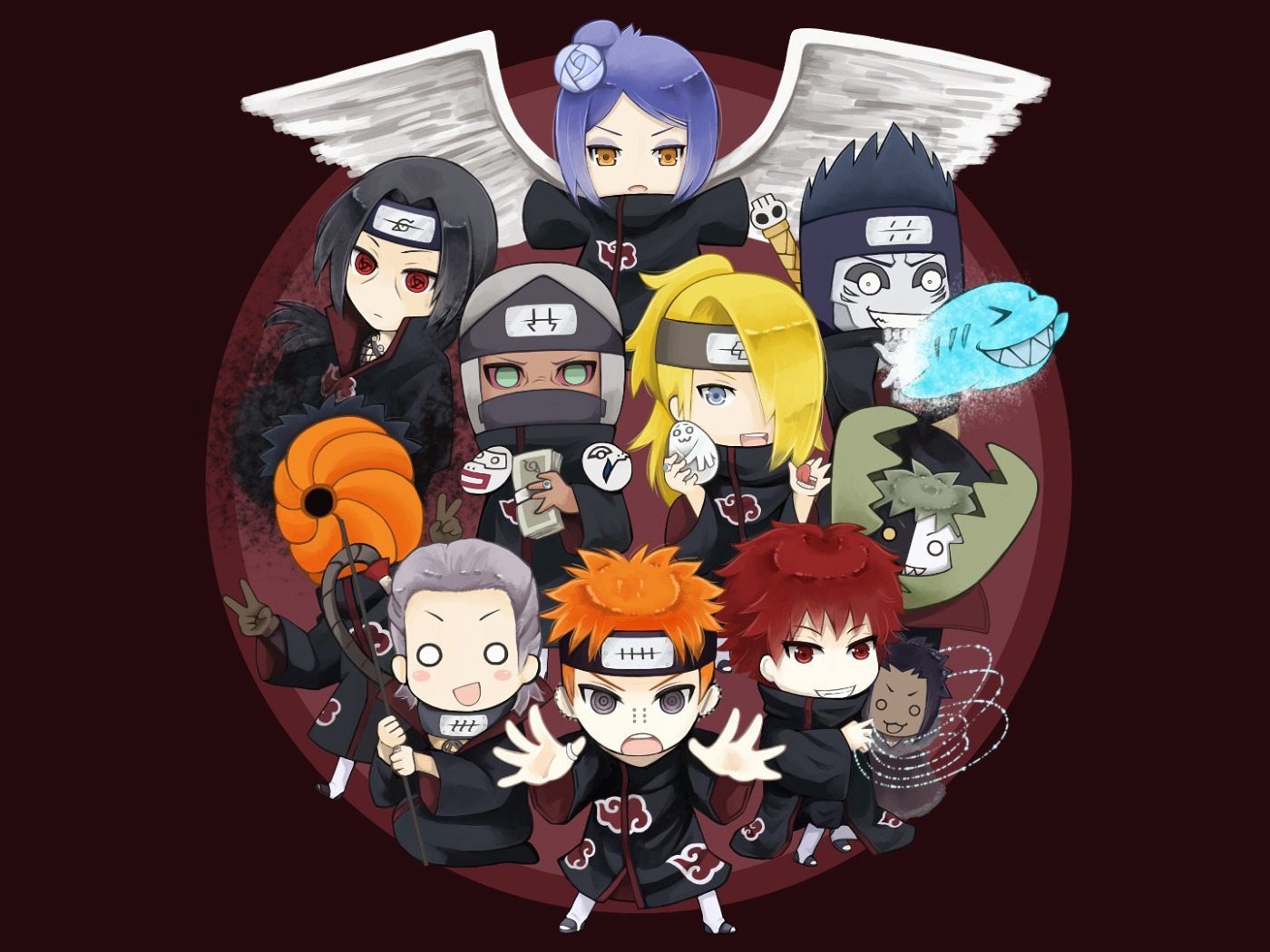 Скачать обои Naruto, anime, angel, Itachi, shark, ninja, Akatsuki, shinobi,  раздел сёнэн в разрешении 1400x1050