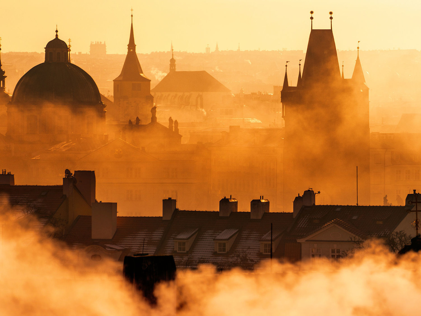 Прага Карлов мост вечер панорама