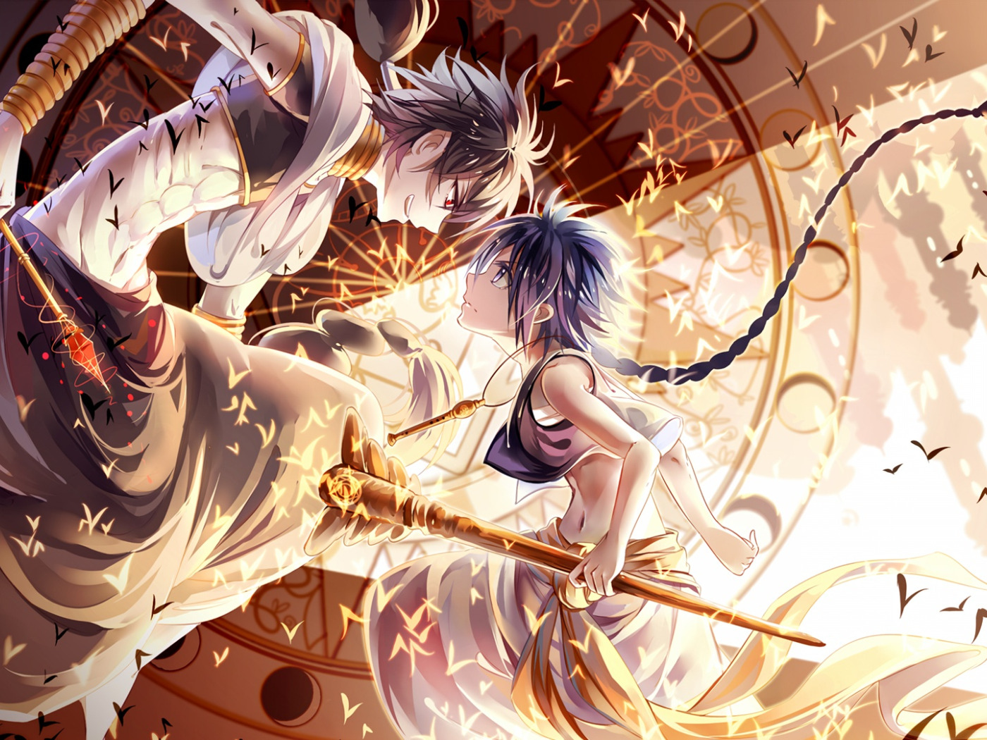 Скачать обои yellow, art, fight, boys, anime Wallpapers, japaese, anime  boys, animemanga, раздел арт в разрешении 1400x1050