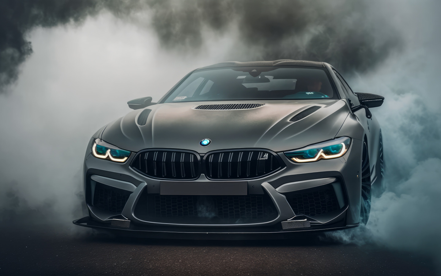 Скачать обои wallpaper, Bmw, Smoke, picture, BMW M8, Front View, AI Art,  раздел bmw в разрешении 1440x900