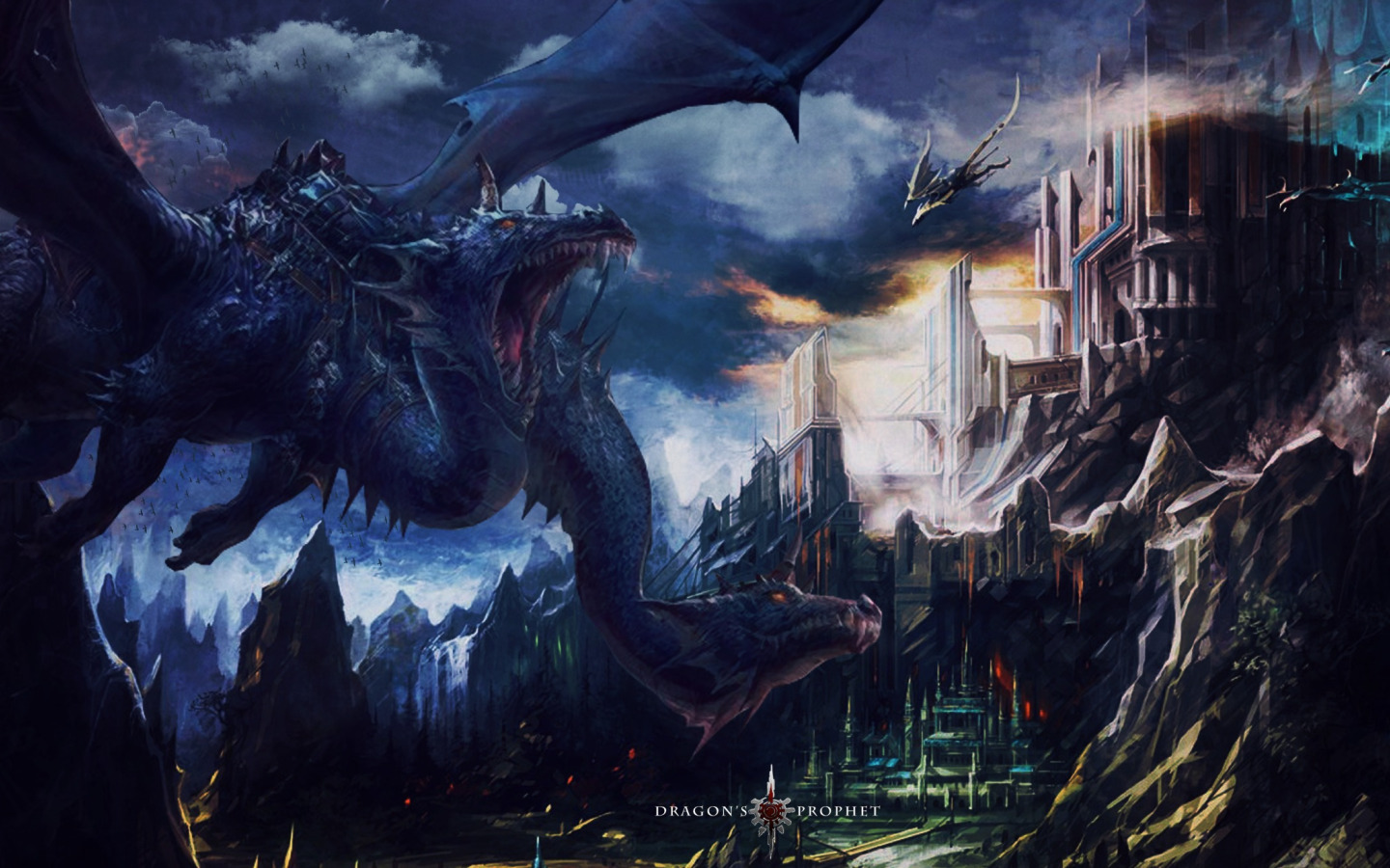 Дракон атакует. Драконы. Огромный дракон. Замок фэнтези. Фэнтези пейзажи с драконами.