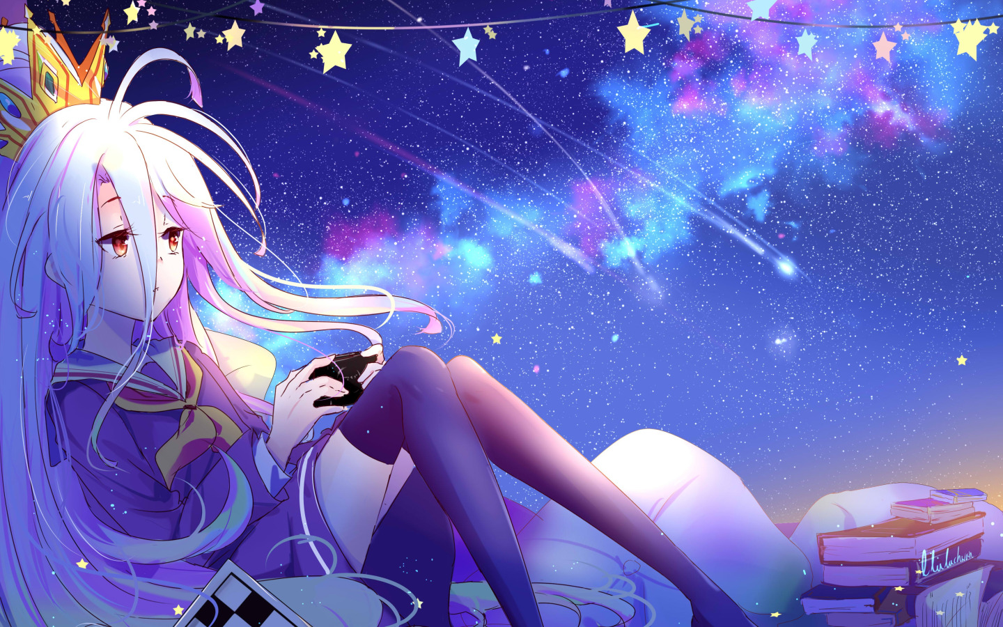 Скачать обои Shiro, No Game No Life, by lluluchwan, раздел прочее в  разрешении 1440x900