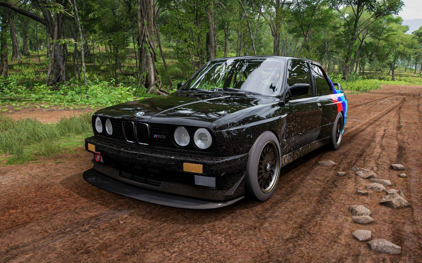 Скачать обои car, BMW, forest, jungle, BMW M3, Forza Horizon, vehicle, CGI,  раздел игры в разрешении 1440x900