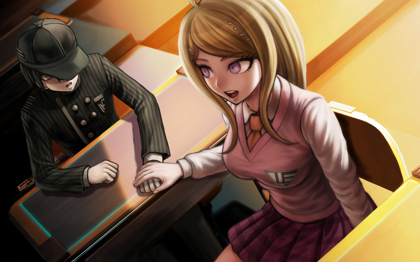 Скачать обои класс, двое, Danganronpa, Школа отчаяния, раздел сёнэн в  разрешении 1440x900