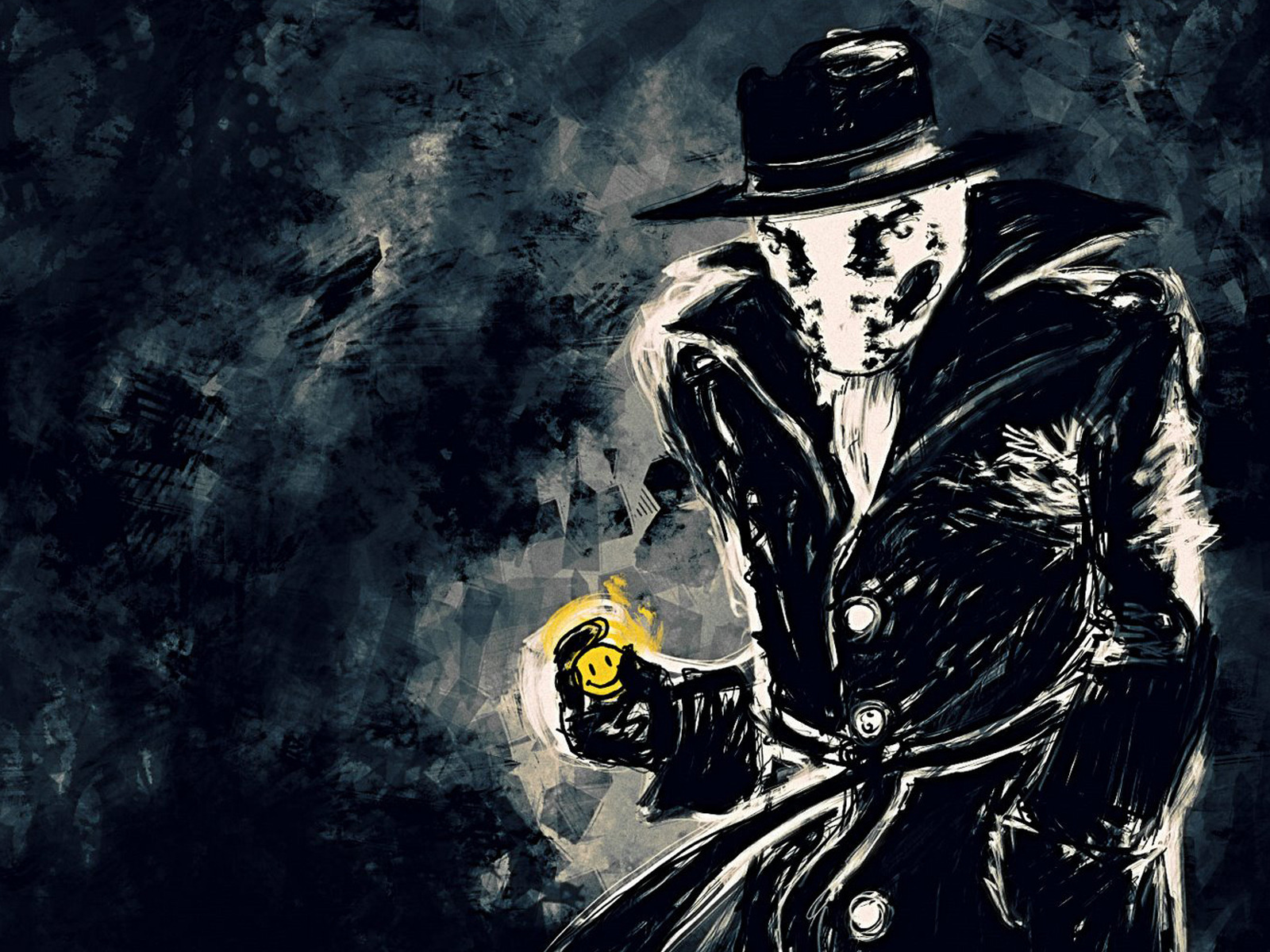 Скачать обои Хранители, Watchmen, Роршах, смайлик, Rorschach, Уолтер Ковач,  раздел фильмы в разрешении 1600x1200