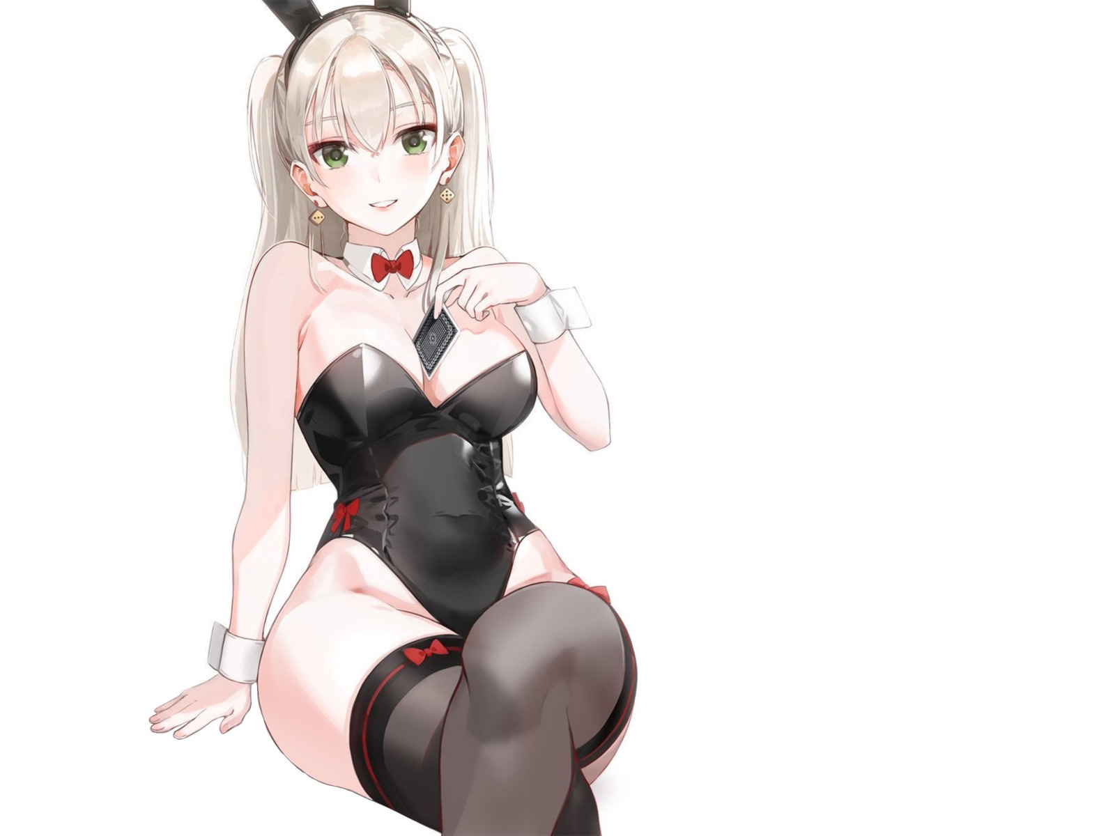 Скачать обои sexy, bunny suit, bunny girl, cute, hot, card, babe, smiling,  раздел сэйнэн в разрешении 1600x1200